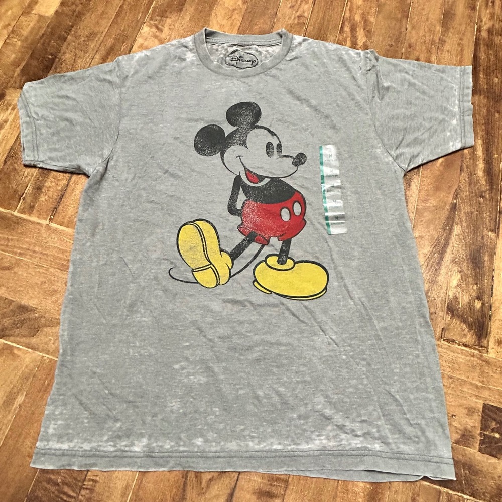 Disney Mickey Mouse T Shirt Gray Platinum Heather‎ Men's Graphic Tee T-Shirt NWT